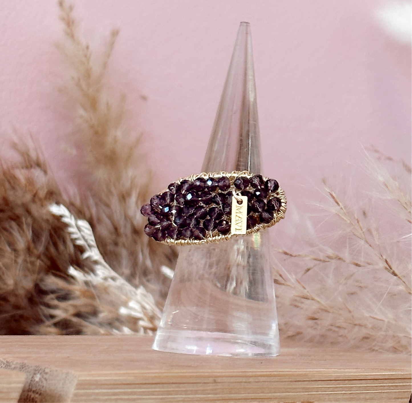 Mavi Handmade Jewelry Red Black onyx Amethyst purple Blue Emiliana Ring Red